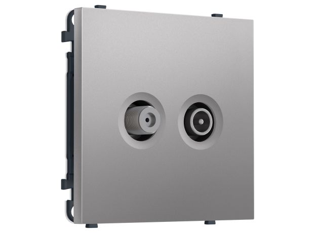 MS513310 Комплект механизма розетки TV оконечной + SAT SIGMA Сталь матовый 5-862MHz 3.5dB/950-2150MHz 3.8dB QUANT PRO (SP5133, PR217)