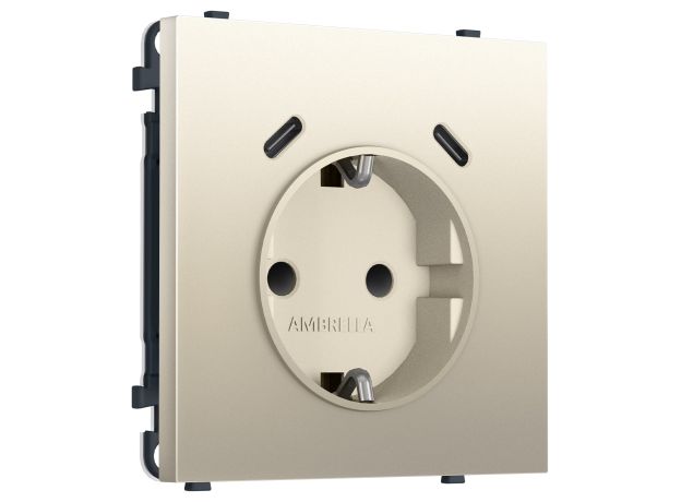 MS550510 Комплект механизма электрической розетки SIGMA Шёлк 2USB С+C 20W (быст. зар.) с/з с/ш 16A-250V QUANT PRO (SP5505, PR165)