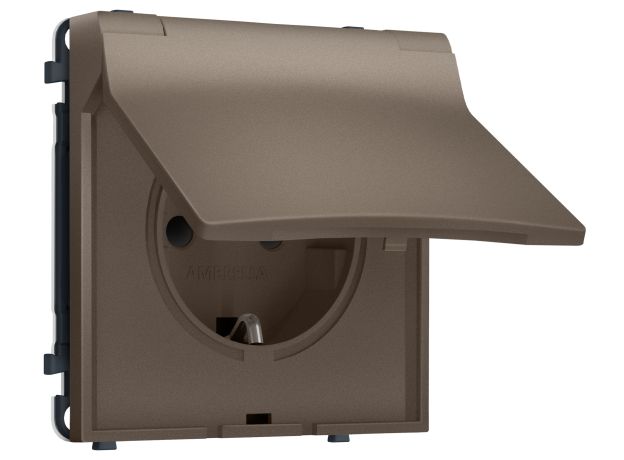 MS638010 Комплект механизма электрической розетки SIGMA Темная бронза матовый 50Hz 2P+E с/з с/ш и крышкой IP44 16A-250V QUANT PRO (SP6380, PR141)