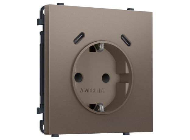 MS640510 Комплект механизма электрической розетки SIGMA Темная бронза матовый 2USB С+C 20W (быст. зар.) с/з с/ш 16A-250V QUANT PRO (SP6405, PR165)