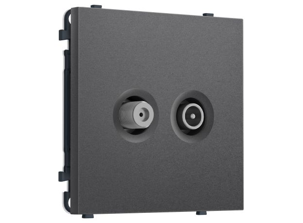 MS663310 Комплект механизма розетки TV оконечной + SAT SIGMA Антрацит серый 5-862MHz 3.5dB/950-2150MHz 3.8dB QUANT PRO (SP6633, PR217)