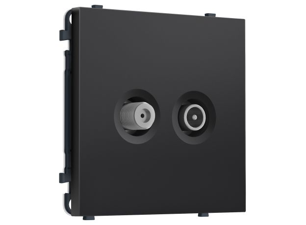 MS813310 Комплект механизма розетки TV оконечной + SAT SIGMA Черный матовый 5-862MHz 3.5dB/950-2150MHz 3.8dB QUANT PRO (SP8133, PR217)