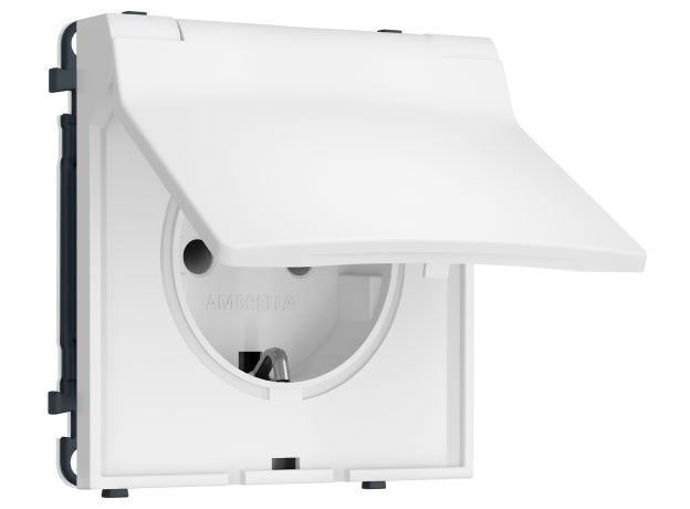MS828010 Комплект механизма электрической розетки SIGMA Белый мягкое касание 50Hz 2P+E с/з с/ш и крышкой IP44 16A-250V QUANT PRO (SP8280, PR141)