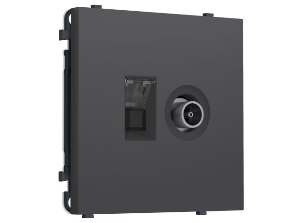 MS912510 Комплект механизма розетки компьютерной + TV оконечной SIGMA Графит Мягкое касание RJ-45 CAT6/50-870MHz 1dB с/ш QUANT PRO (SP9125, PR195)