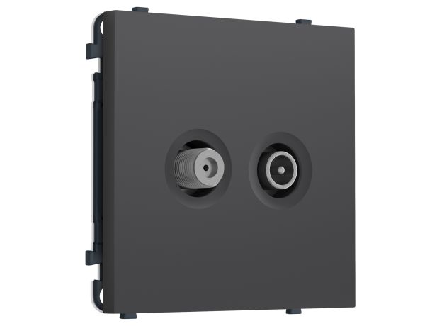 MS913310 Комплект механизма розетки TV оконечной + SAT SIGMA Графит Мягкое касание 5-862MHz 3.5dB/950-2150MHz 3.8dB QUANT PRO (SP9133, PR217)