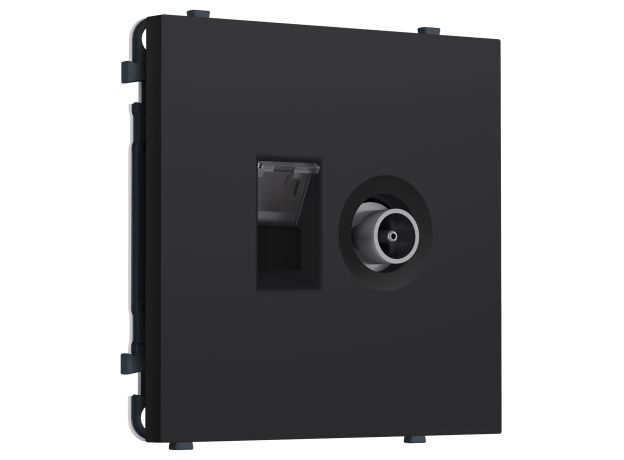 MS992510 Комплект механизма розетки компьютерной + TV оконечной SIGMA Черный Мягкое касание RJ-45 CAT6/50-870MHz 1dB с/ш QUANT PRO (SP9925, PR195)