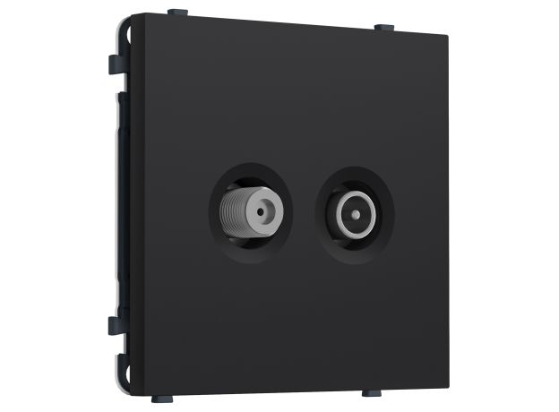 MS993310 Комплект механизма розетки TV оконечной + SAT SIGMA Черный Мягкое касание 5-862MHz 3.5dB/950-2150MHz 3.8dB QUANT PRO (SP9933, PR217)