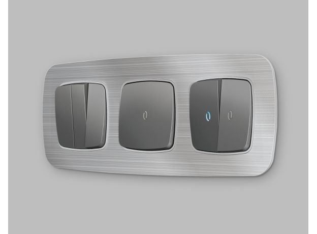 OP6550 Лицевая панель OMEGA (Антрацит серый) для 3-кл выключателей QUANT