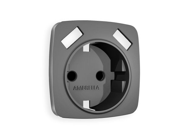 OP6590 Лицевая панель OMEGA (Антрацит серый) для электрической розетки с/з со шторками 2USB A+A QUANT