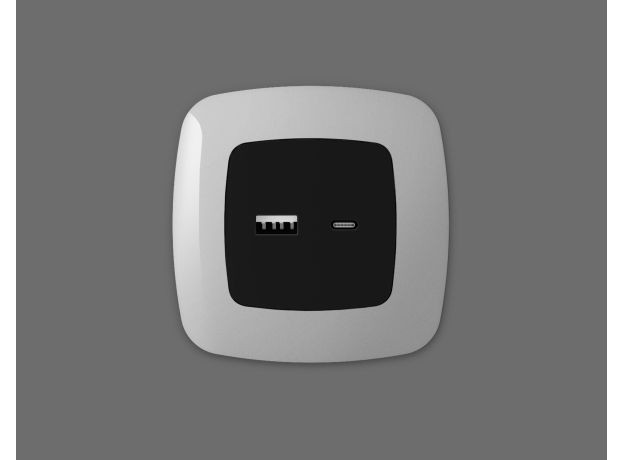 OP8110 Лицевая панель OMEGA (Черный матовый) для розетки 2USB тип A+C QUANT