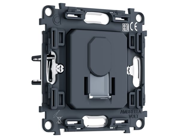 PR185 Механизм компьютерной розетки RJ-45 (8P8C) CAT6A экранированной с автоматической защитной шторкой QUANT PRO
