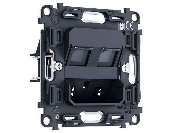 PR189 Механизм компьютерной двойной розетки RJ-45 (8P8C) CAT6 с автоматической защитной шторкой QUANT PRO