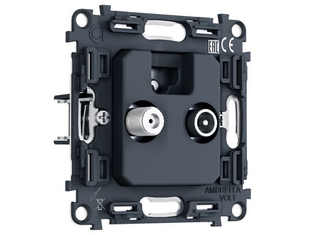 PR217 Механизм розетки TV оконечной + SAT 5-862MHz 3.5dB/950-2150MHz 3.8dB QUANT PRO