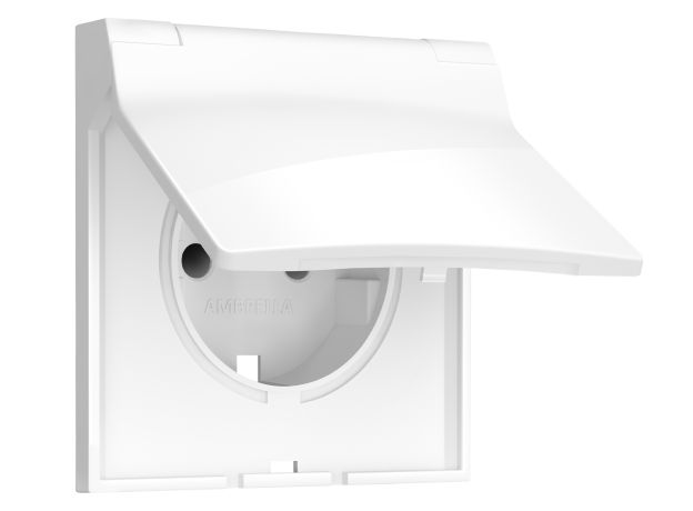 SP1080 Лицевая панель SIGMA (Белый глянец) для электрической розетки с/з со шторками и крышкой IP44 QUANT PRO