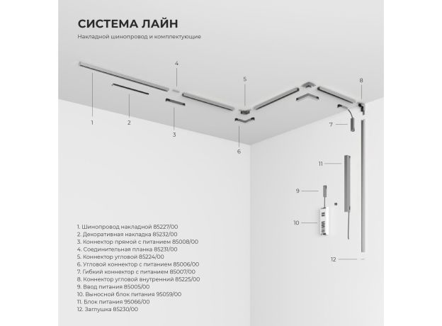 Трековый светильник 10W 4000K (никель) 85525/01_система Лайн 85525/01