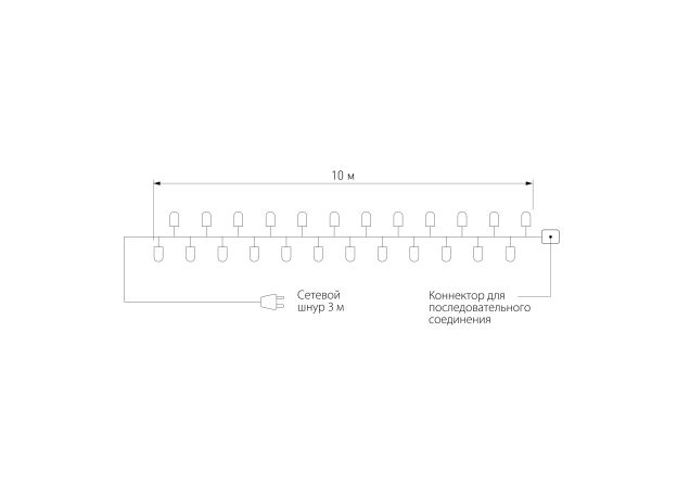 Новогодняя гирлянда нить мульти с эффектом мерцания 10м IP65 400-101 мульти с эффектом мерцания